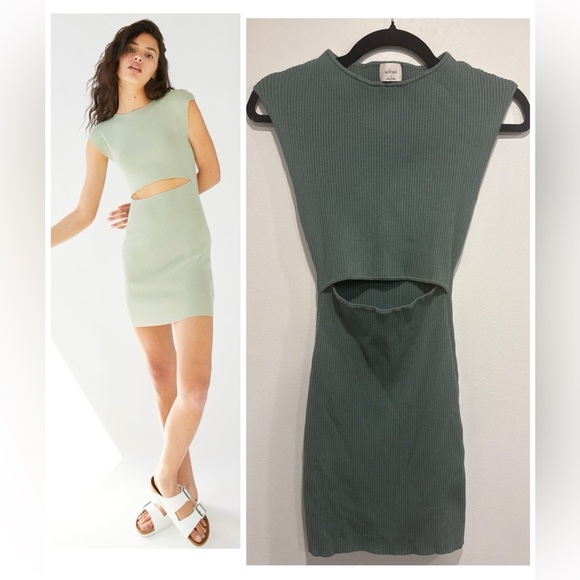 Aritzia Wilfred Ribbed Knit Dress in Sage Green - Picture 1 of 7